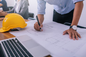 Business meetings of real estate brokers and engineering team to